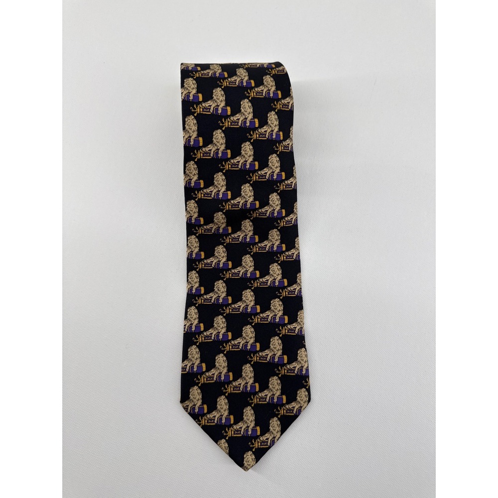 Brooks Brothers Makers Silk Tie Black Lion Golf Bag Novelty Made in USA